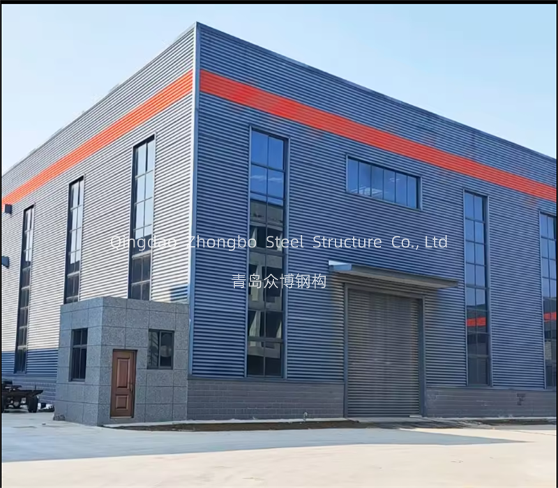 Detailed view of steel structure components and connection points
