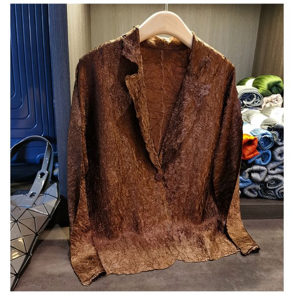 Simple One Button Wrinkle Long Sleeve Suit Coat Solid Color Coat