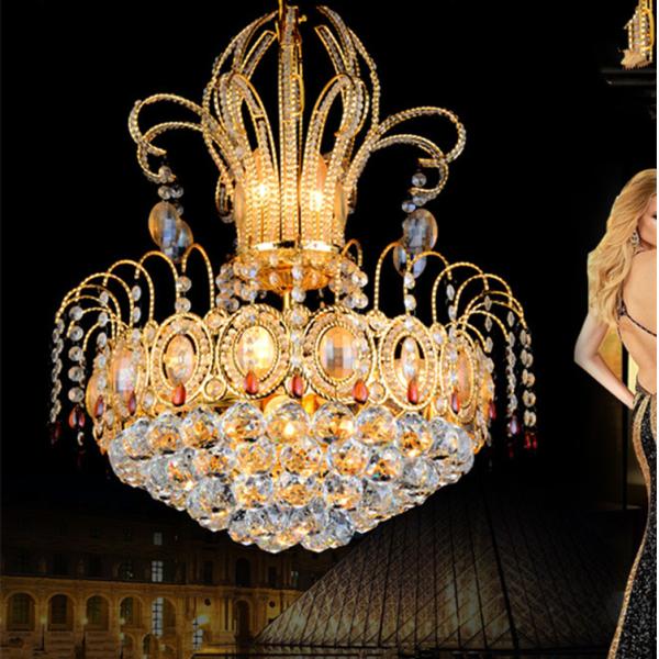Large Lobby Bright Luxury Crystal Pendant Light Dia 400mm