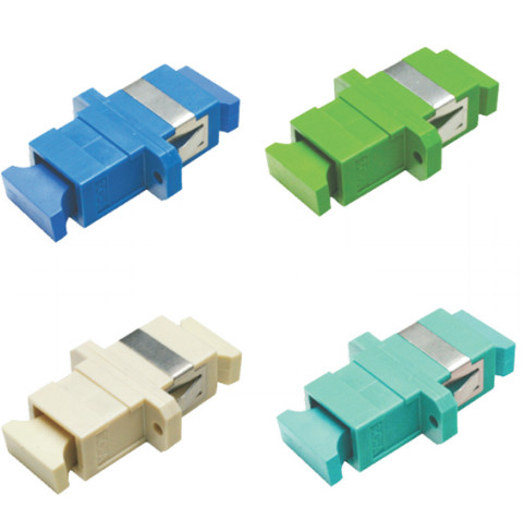 Low Insertion Loss SC Fiber Optic Adapters Flange Ceramic And Phosphor Bronze Sleeve Material Networks Application