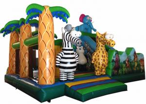 China Inflatable Fun City Zebra Elephant Themed Fun City Inflatable Safari Park Jumping House With Slide on sale