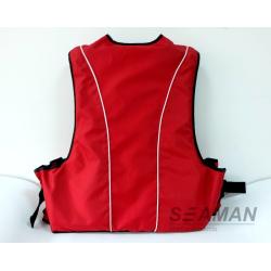 China Durable Fashion 4 Pockets 420D Nylon Polyester PVC Foam Adult Fishing Life Jacket 100N for sale
