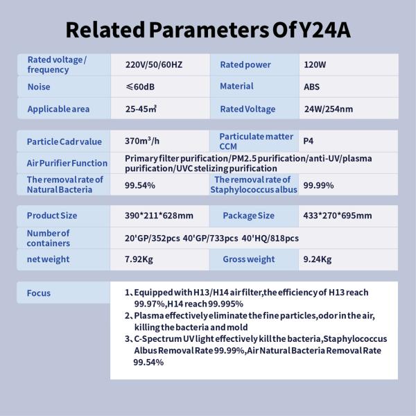 H13 H14 Hepa Filter Plasma Purificatori Daria UVC Light Household Medical Devices Commercial Smart Air Purifier