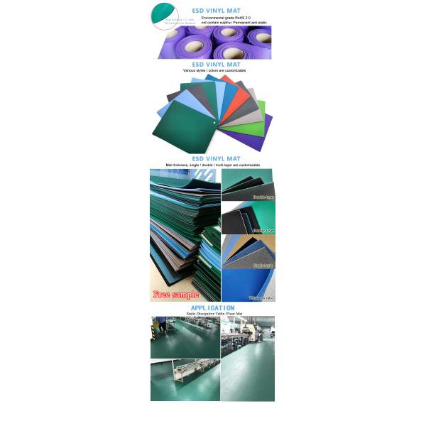 Flame Resistant Blue ESD Mat Antistatic PVC Mat For Workshop Flooring
