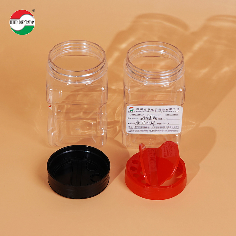 350ML Plastic Shaker Bottle Pet Packing Shaker Plastic Spice Jars/Containers With Flip Top Lid