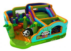 Wholesale Green Big Panda height 4m Kids Bouncy Castle With Slide from china suppliers