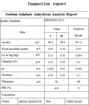 Consistent Whiteness Sodium Sulphate Anhydrous 99 Na2SO4 For Paper
