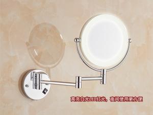 Wholesale Double Sided LED Mirror Tri Fold Backlit Vanity Wall Mirror Round Shape from china suppliers