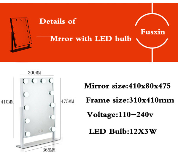 Desk Square Vanity Makeup Mirror With Light Bulbs , Portable Light Up Mirror