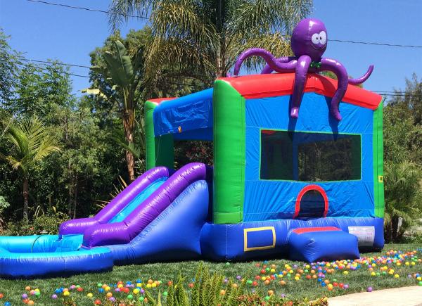 Toddler Inflatable Pvc Water Slide With Octopus Bounce House