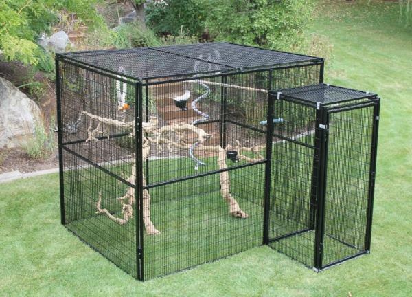 Quality Welded Wire Lifestyle Deluxe Metal Bird Aviary Powder Coated Black Color for sale