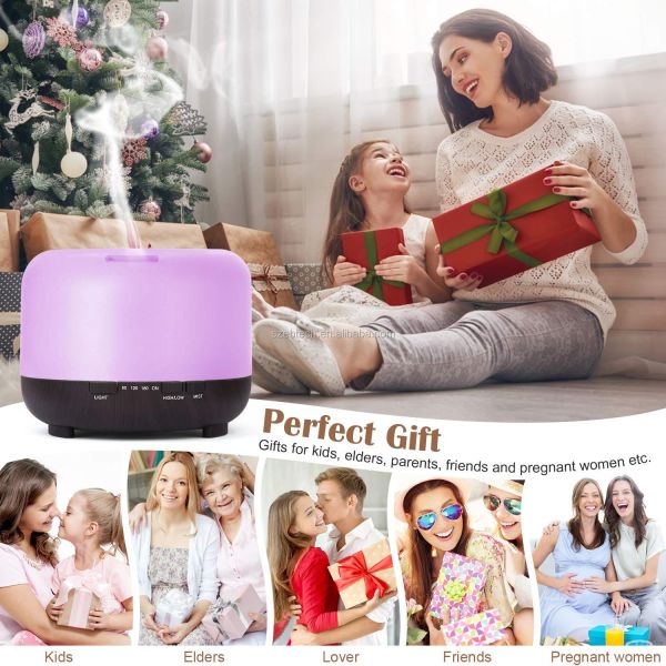500ML Remote Control Cool-Mist Humidifier Aroma Essential Oil Diffuser Waterless Auto Shut-Off LED Air Humidifier
