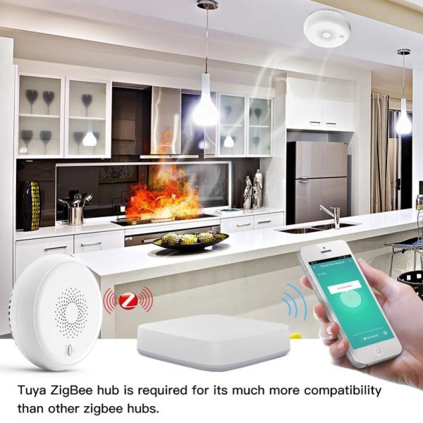 Zigbee Smart Home Smoke Fire Alarm Sensor Detector Home Security System Battery-powered Alarm Wireless Smart Life
