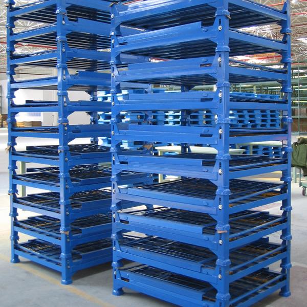 Folding Stackable Wire Mesh Pallet Cage , Warehouse Wire Mesh Storage Cage