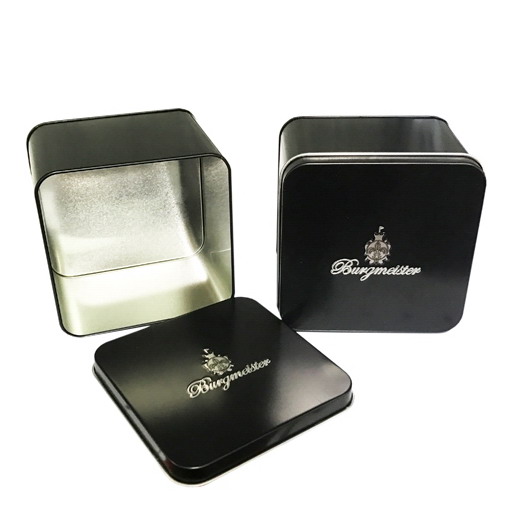 Empty Square Watch Tin Box With Embossing Logo Lid ISO SMETA
