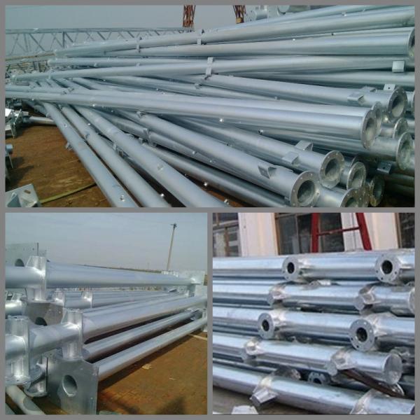 Single Arm 6M Traffic Light Pole Octagonal Shape With Hot Dip Galvanization 11M Cross Arm