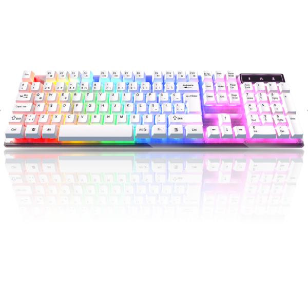 ETEK Wired LED Game Keyboard ABS Body Measures 435*130*30mm At 420g Laser Engraved Keys Metal Option