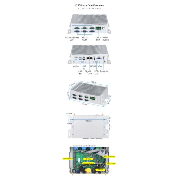 Dual LAN 6COM Industrial PC Intel Celeron J1900 Processor and Core Series Processors