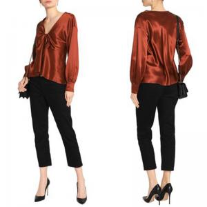 China Fall Clothing Ropa Mujer Satin Long Sleeve Blouse For Women Ladies on sale