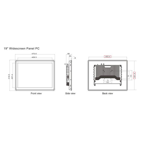 19" 1440*900 Embedded 4G Touch Panel Pc Dustproof Fully Enclosed