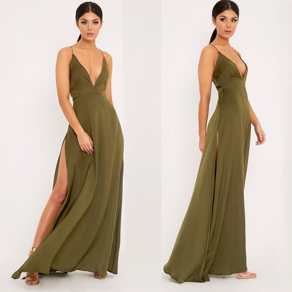 Quality New arrival khaki sexy women chic party dress for sale