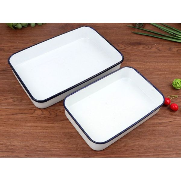 OEM Flower Theme Enamel Dinnerware Set Breakfast Bread Plate Enamel Camping Plates Set