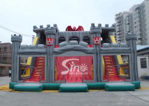 Wholesale 12x10m commercial kids giant inflatable medieval castle slide with tunnel N obstacle course from Sino Inflatables from china suppliers