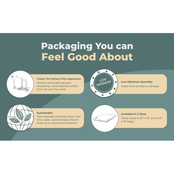 low minimum quantity, sustainable, printed mailers