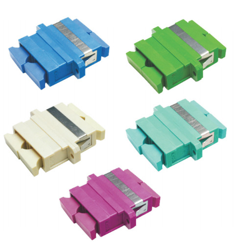 Low Insertion Loss SC Fiber Optic Adapters Flange Ceramic And Phosphor Bronze Sleeve Material Networks Application