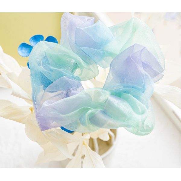 Tie dye clear rainbow color collar-scrunchie accessories headdress European American lady hair tie rope rubber band