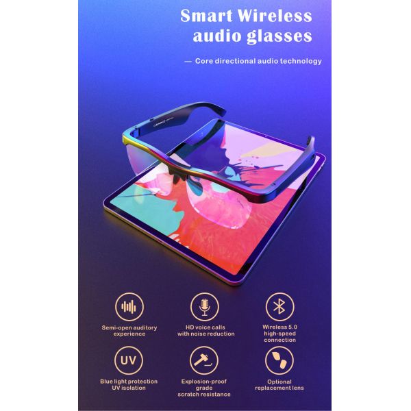 Smart Eyewear Glasses Bluetooth Eyeglasses Wireless 5.0 HD Call With Noise Reduction