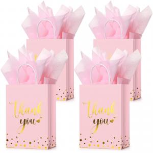 Wholesale Gravure Printing Custom Color Pink Paper Thank You Gift Kraft Paper Bags With Logo Print from china suppliers