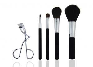 Cruelty Free Travel Makeup Brush Set With Cement Handle Siver Aluminum