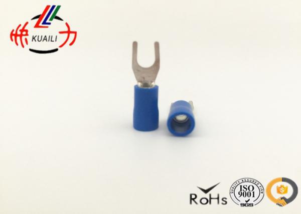 Quality SV 2-4 Blue PVC Insulated Female Spade Connector / Tinned Copper Lugs U type cable lug for sale