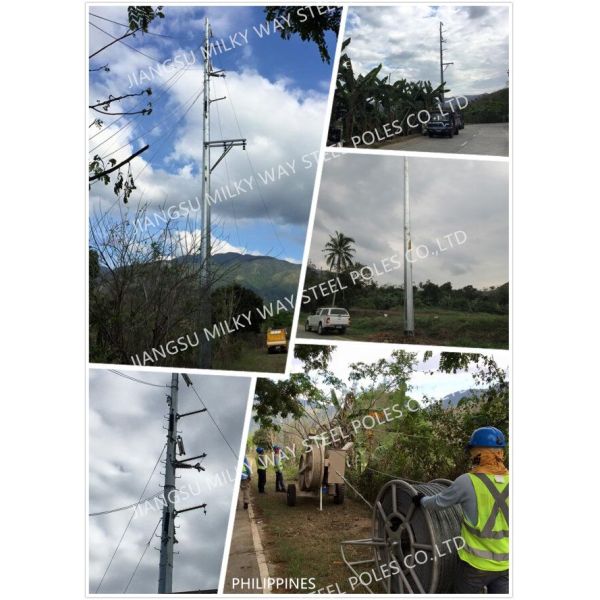 Electrical 36M 24KN HDG Steel Mono Pole Tower Mobile Communication Design
