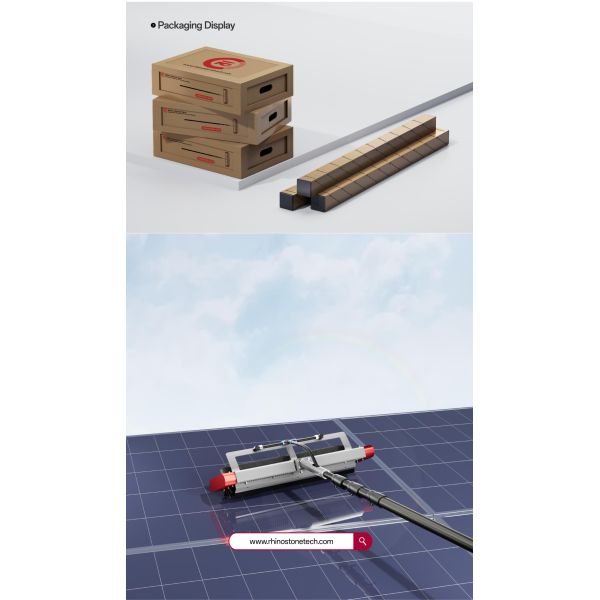 Single Roller Solar Panel Washer Brush Replaceable Solar Panel Cleaning Brush And Pole 3.6m