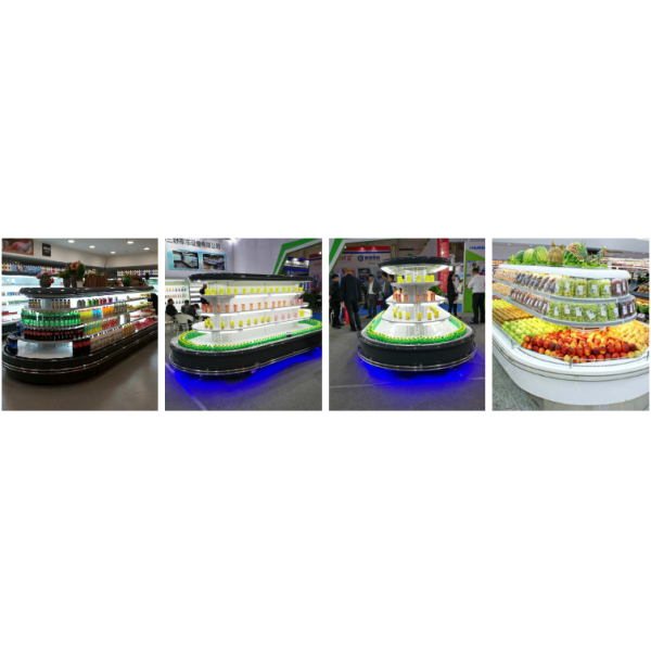 Multi Deck Round Island Open Chiller Refrigeration For Supermarket