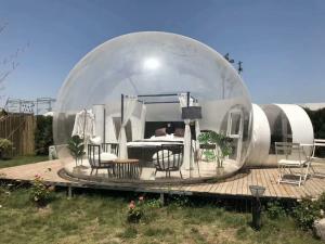 China Dome House Igloo Transparent Inflatable Tent with 4 Parts Bathroom, living room, bedroom and passageway on sale