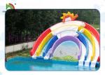 Anti - UV Inflatable Water Parks Triple Lanes PVC Rainbow Slide With Swimming