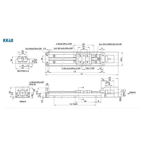HIWIN Replacement Single Axis Robot Travel Linear KK Module KK40