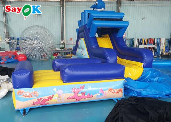 Quality Inflatable Slippery Slide Tarpaulin Commercial Water Slide Inflatable Water Spraying Slide With Ocean World Theme for sale