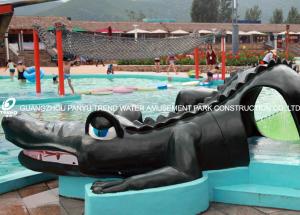 China Small Fiberglass Water Pool Slides For Kids , Water Park Equipment Crocodile Slide on sale