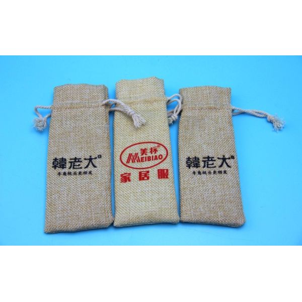 Different color Customized Printing Hessian Hemp Drawstring Bag