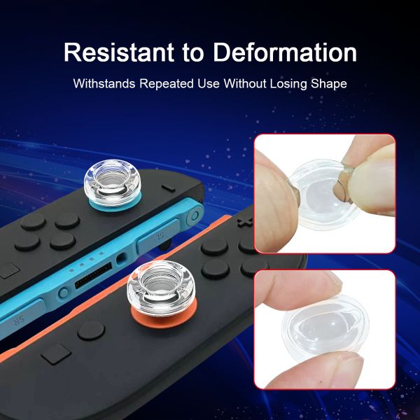 Ultimate Grip Combo for Switch 2: 4-Pack of Transparent Caps Featuring 2 Soft Silicone & 2 Durable Plastic Covers for Dual-Texture Gameplay