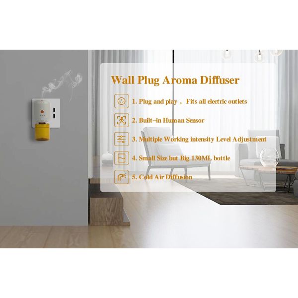 100-240V Portable Fragrance Diffuser Wall Plug Aromatherapy Diffuser 130ml