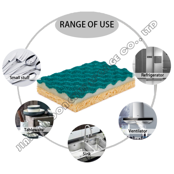 Customized Cellulose Scrub Sponge Eco Friendly For Deep Cleaning