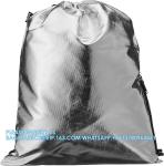 Metallic Backpack, Soft Iridescent PU Drawstring Backpack Silver PU Drawstring