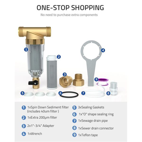 Water Filter For Standard Filter Cartridge Whole House Carbon Water PreFilter