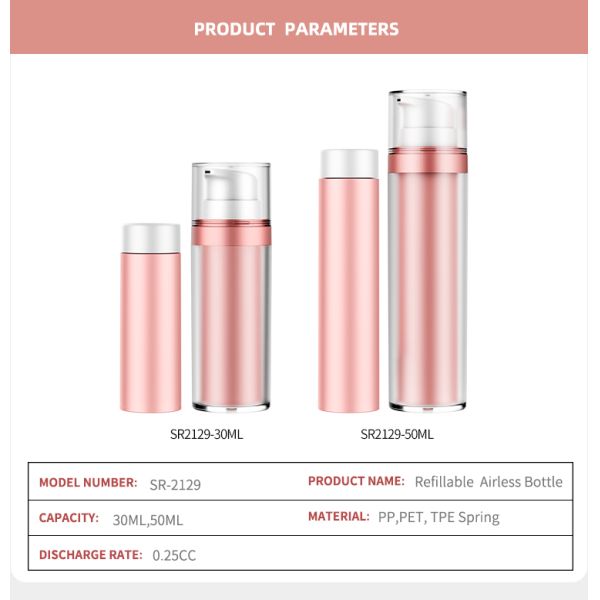 30ml 50ml Pump PET Packaging Cosmetic Replaceable Refillable PET Double Wall Face Cream Bottle