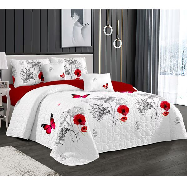 Customized Homeuse Bedroom Quilt Bedding Set with Ultrasonic Stitching Technology